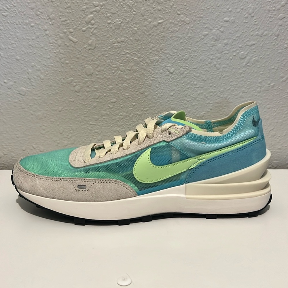 Nike - NEW - Size 9.5 Women’s - Neon green and blue & cream with mesh and suede